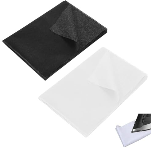 JINJUMEI 2 unidades de vellón para planchar, tejido polar para planchar, 2 m × 1 m, 40 g/m², tela no tejida para pliegues, costura, ropa reforzada (blanco y negro)