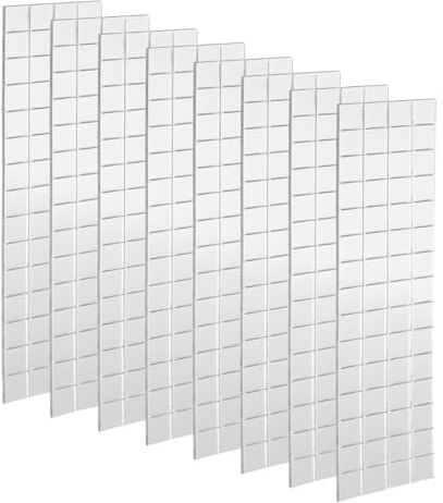 QUARKZMAN 8 ark 960 stycken självhäftande spegelmosaikplattor 10 x 10 mm små fyrkantiga spegelplattor klistermärken disco boll klistermärken mini glasplattor för gör-det-själv-hantverk, silver
