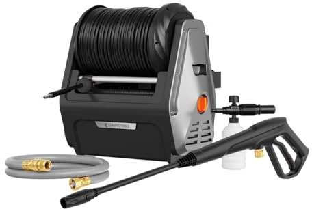 Giraffe Tools Grandfalls Pressure Washer Essential, Electric Wall Mount Power Washer, Max 2400PSI, 2.0GPM, 30M Retractable Pressure Reel