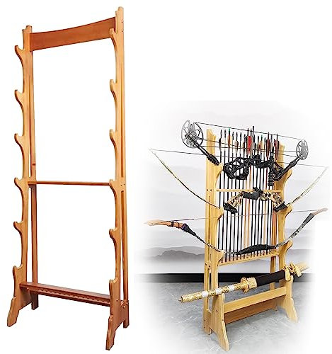 BTYQKZVPM Supporto per Spade, Supporto for Katana a 4/5/6/8 Strati, Supporto for Armi da Esposizione da Pavimento(Brown,6)
