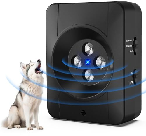 Antiladridos para Perros, Dispositivo Antiladridosultrasonido para,3 Niveles de Frecuencia Dispositivo Antiladridos con Silbato, 33 Pies Ultrasónico Antiladridos Disuasivos Perros Perros Collar