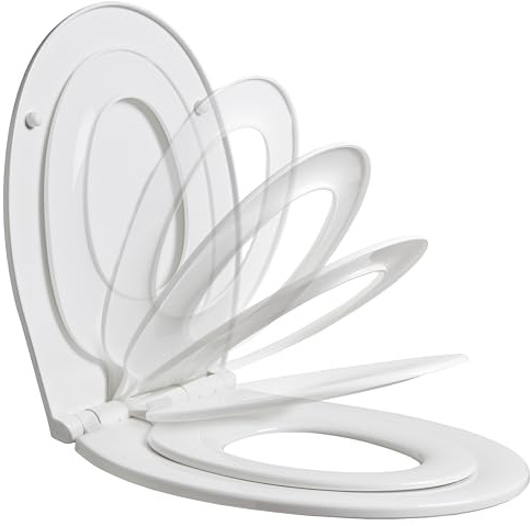 Deva 2-in-1 Soft Close Toilet Seat with Built-in Child Seat, White Oval Family Seat for Toddler Toilet Training, Potty Training, Quick Release, Universal Fit for Kids