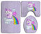 3-teiliges Badezimmer-Set mit rutschfestem Badvorleger, WC-Deckelbezug und Badvorleger mit Regenbogen-Einhorn-Motiv