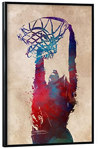 artboxONE Poster mit schwarzem Rahmen 45x30 cm Sport Basketball Art - Bild Basketball Ball ballsport