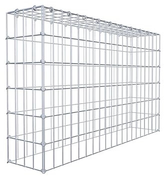 GABIONA Gabione tipo 3 rettangolare, larghezza maglie 5 x 10 cm, profondità 20 cm, gabbione 100 x 60 x 20 cm (lunghezza x altezza x profondità), anello a C