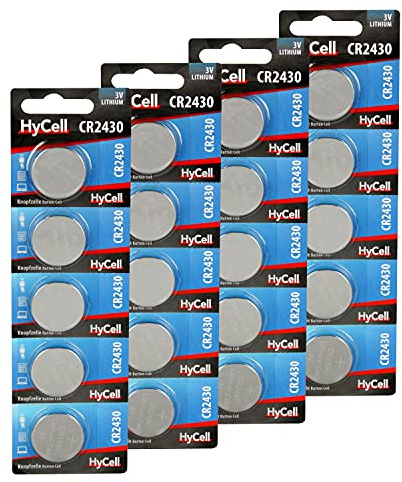 HyCell Knappcell 20-pack litiumbatteri CR2430 3V – förstklassig kvalitet – knappbatteri för dagligt bruk i enheter som fjärrkontroller, bilnycklar, miniräknare, vågar och mycket mer.