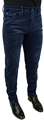 Evoga Pantaloni Uomo sartoriali in Velluto Casual Invernali (Blu Scuro, 52)