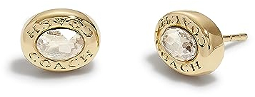 COACH Signature Logo Stud Earrings Crystal 1 One Size