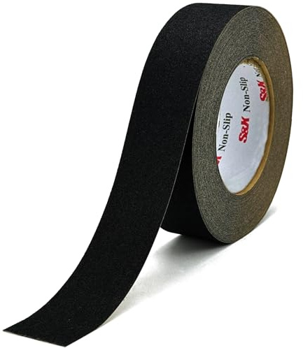 S&X Anti Slip Tape 3.8cm x 18.3m High Traction Non Slip Grip Tape for Steps, Stairs, Decks Outdoor Waterproof and Durable, Black