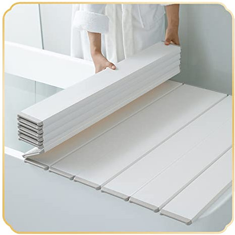 Panneau isolant imperméable pour hôtel, salle de sport, couvercle de baignoire pliable anti-poussière pour salle de bain, gain de place avec housse de baignoire, blanc (140 x 80 x 1 cm)