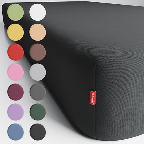Schuette® Spannbettlaken • 140x200 cm • Wow! Kollektion: Beyond Black (Schwarz) • 100% Superfluff Baumwolle, Blickdicht, Faltenfrei • mit Rundumgummi • Matratzenhöhe bis 25 cm