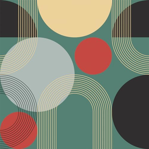 VEELIKE Modern Geometric Wallpaper Circles and Lines Geometric Peel and Stick Wallpaper Green Contact Paper for Walls Patterned Wall Mural for Bedroom Living Room Removable 44.5cm×300cm