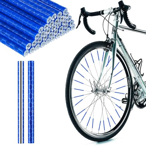 Abeillo 36 reflectores de radios para bicicleta, visibilidad de 360°, reflectores de radios para ruedas de radios comunes, reflector de bicicleta para conducción nocturna, fácil instalación (azul)