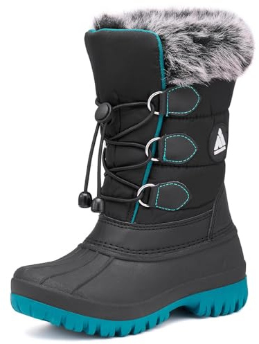 Mishansha Stivali Neve Bambini Scarponi Bambino Neve Impermeabile Stivali Bambina Invernali Antiscivolo Calda Scarpe da Neve, Nero Blu 33 EU