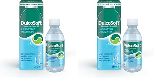 DulcoSoft Lassativo con Macrogol, Rimedi Stitichezza Adulti, Bambini - Senza Glutine, Senza Zucchero, Senza Lattosio - Lassativo Delicato per Irregolarità Intestinale, Stipsi (Soluzione Orale 250ml)
