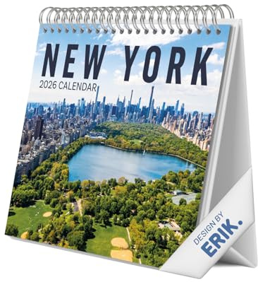 Grupo Erik Calendario sobremesa 2026 Nueva York - Almanaque de mesa 2026 Con espacio para Anotar, Vista Mensual global, Ilustraciones y Base resistente (19,5 x 16,5cm)