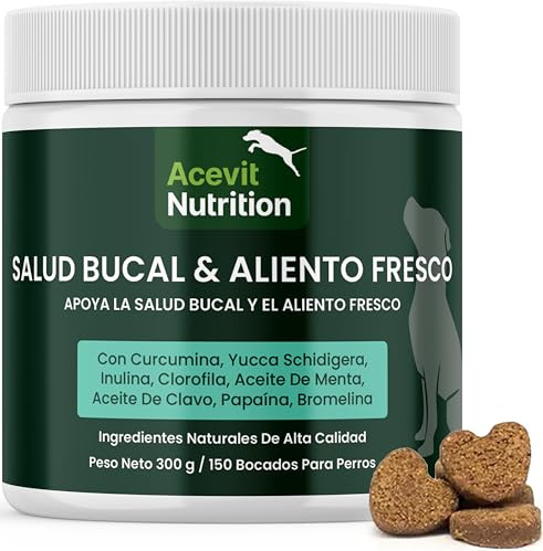 Alito Cattivo Cane, 150 bocconcini, 100% Naturale – Alitosi & Igiene Orale – Pulizia Denti Cane, Aiuta contro Placca e Tartaro – Snack Morbidi Senza Spazzolino per Cani Adulti | Acevit Nutrition