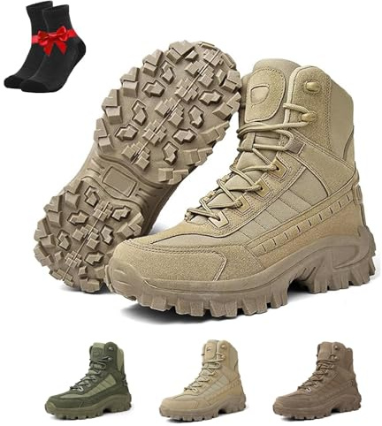 Kirposh Botas Dallader, botas ligeras y transpirables for el desierto, botas tácticas de combate de caña alta, zapatos ortopédicos antideslizantes for senderismo.(Khaki,36 EU)