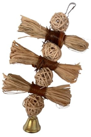 Totority Giocattolo a Forma di Palla in Rattan Sospesa Campanellino, Resistente e Leggero, Giocattolo da Mordere per Pappagalli e Uccelli Domestici, Facile da Appendere per Arricchire