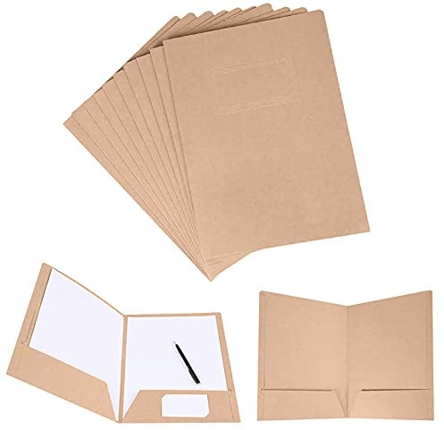 Carpeta de Archivos A4, 12 Piezas Carpeta de Papel Kraft A4, Carpetas de Presentacion con 2 Bolsillos, Carpetas Carton con Solapa para Documentos, Reuniones, Presentaciones