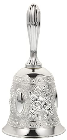 Lurrose Hand Glocke 1Stück Zinklegierung Handglocke für Restaurant und Bar Langlebige Tischglocke für Dinner und Klassenzimmer Klare Klangqualität Silber