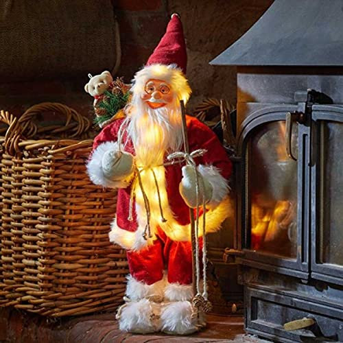 Marco Paul 60 cm LED Santa Claus Christmas Decoration - Large Battery Operated Light Up Father Christmas Figure with Auto Timer - Warm White Indoor Xmas Display Ornament for Home & Winter Décor