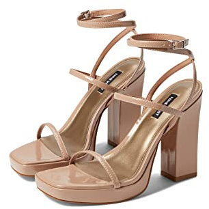 NINE WEST Damen Benz3 Sandale mit Absatz, Mittleres natürliches Lack, 44 EU
