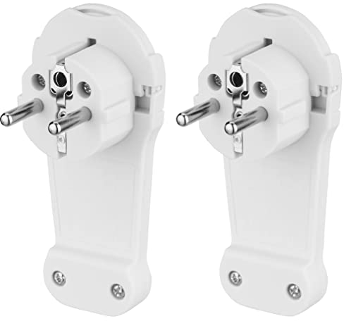 Lot de 2 fiches coudées avec contact de protection, extra plates