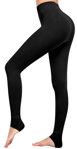 Leggins para Mujer Cálido Invierno Cintura Alta Fleece Elástico Leggings Lined Pantalones Deportivos Gruesas Polainas Térmico Grueso Forro Fleece Pantalones para Mujeres Niñas(Negro)