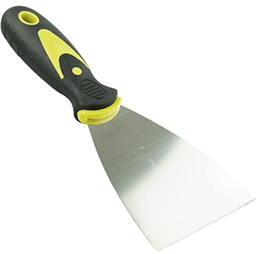 SZCXDKJ Rascador de pared de acero inoxidable con mango de goma de agarre suave para papel pintado, yeso, calcomanías y pintura (3 pulgadas)
