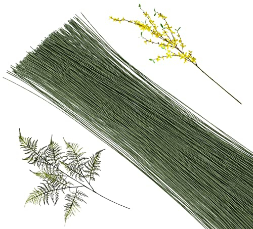 Floristendraht, 200 Stück Floristik Draht 0.5 mm Grüner Basteldraht, Blumendraht Grün 30 cm Lang, Für die Herstellung von Blumenhandwerk, künstlichen Blumen, Blumenbouquets