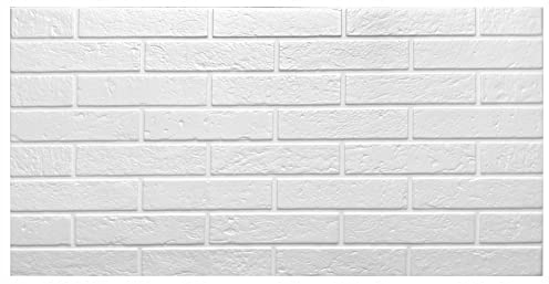 Deccart | 3D Wandpaneele selbstklebend - Wandverkleidung, Weiße Ziegeloptik, 100x50 XL - Wandpaneele, Deckenplatten, Deckenpaneele, Deckenverkleidung, 3D-Prägung, Wanddeko | 4 Stück