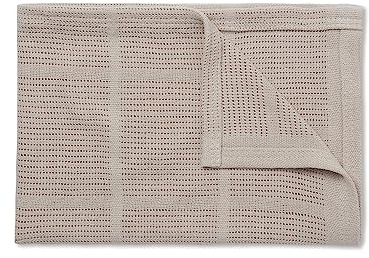 MORI Cellular Blanket Taupe Organic Cotton Bamboo 70x100cm Lightweight Breathable for Newborn Durable Comfortable Swaddle Ideal for Cot Crib Moses Basket Pram or Travel