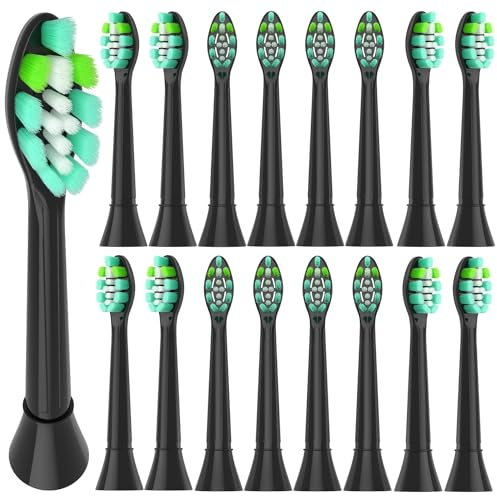 ITECHNIK Ersatzbürsten Kompatibel mit Philips Sonicare Elektrische Zahnbürste, 16er Schwarz Standard Clean Aufsätze Passend für Täglich Präzise Zahnreinigung,Medium Bürsten