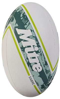 Mitre Sabre D4P Rugby-Ball | Extrastarkes Futter | Volle Gewicht | Sehr beliebt Rugbyball, Weiß/Mint/Limette, 4