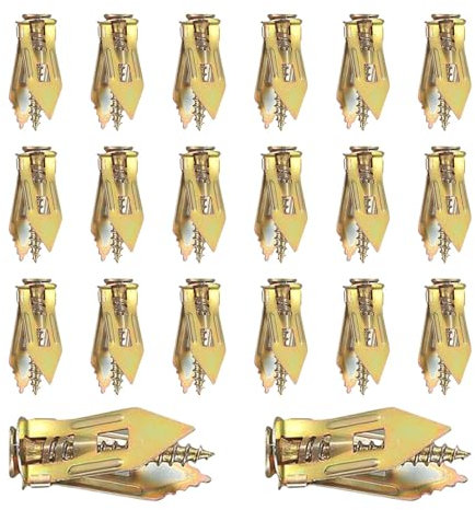 Kit di viti e tasselli per cartongesso, tasselli a muro senza trapano, Vite di espansione per cartongesso da 20 pezzi, Viti per perforazione da parete avvitate in metallo con design a filettatura prof