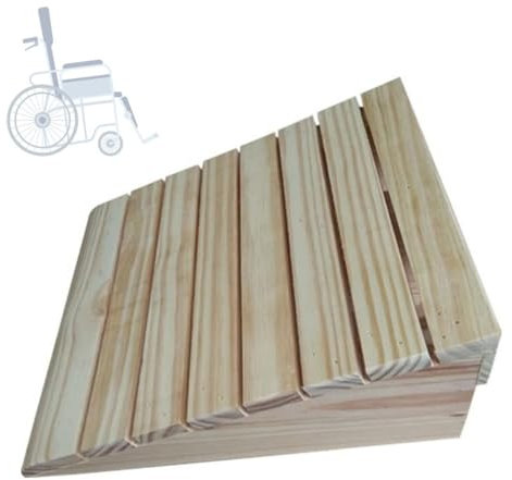 IMUNKT Massivholz Türschwellenrampe, Rollstuhlrampe 7-15cm Hoch Bordsteinkanten Rampe, Tragbare Leichte Schwellenrampe, Auffahrkeile Für Tür, Stufen, Garage(31 * 30 * 10cm)
