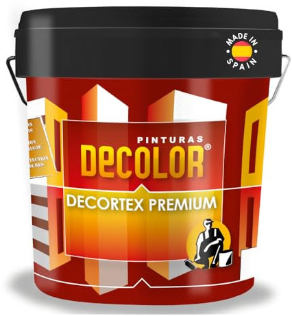 PINTURAS DECOLOR DECORTEX LISO PREMIUM - Pintura revestimiento impermeabilizante para fachadas. (4 litros). BLANCO