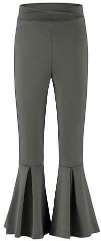 Arshiner Flicka, utsvängda byxor, fritid, blomform, byxben, barn, leggings, komfort, sport, yogabyxor, 5–14 år, Mörkgrå, 5-6 år
