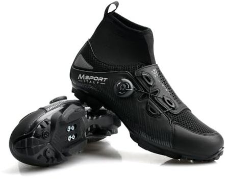 Fahrradschuhe, Winter, rutschfest, regendicht, Mountainbike-Schuhe für Herren und Damen, SPD-Pedal-kompatibel, Schwarz , 42 1/3 EU