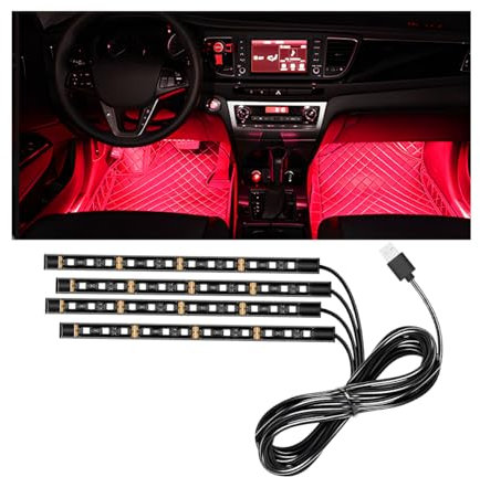 CGEAMDY Lampe ambiance Universelle led et Bande Lumineuse voiture, Éclairage D'ambiance LED pour Voiture 4 en 1, Port USB