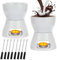 2 Pack Ceramic Chocolate Fondue Pot Set, Cheese Melting Fondue Pot with 8 Stainless Steel Forks, Ceramic Butter Warmer for Home, Birthday, Party, Picnics - 400ml, White