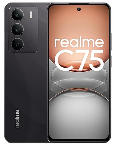 realme C75 Smartphone 4G 8+256 GB, 5828mAh Batería 45W Carga Rápida, 50MP Fliker Cámara Principal, Móvil 5G Dual SIM, 6.6 HD LCD 90Hz Pantalla, Color Negro