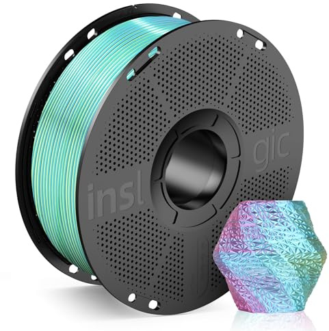 Inslogic Silk PLA Filament 1.75mm 1KG, 3D Printer Filament Silk Tri-Color PLA, Silky Smooth Finish & High Precision, 1kg Spool(2.2lbs), Fits for Most FDM 3D Printers, (Blue+Purple+Yellow)