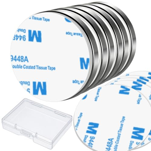 6 Pezzi Calamita Adesiva Neodimio,30 mm x 3 mm Magneti Neodimio Forti Rotonde,Dimensione Standard Magneti Potenti,Magneti Autoadesivi,Calamite Piatte con 6 Adesivi per Casa,Scuola,Ufficio