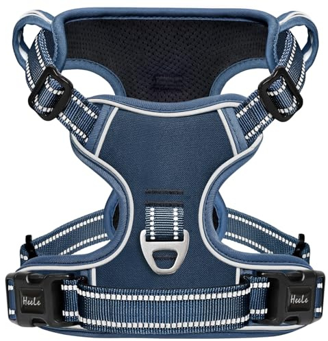 HEELE Arnés para Perro Arnes Anti Tirones Transpirable con Agarre Acolchado y Líneas Reflectantes Arnés para Perros Soft Arnés para Perro con Múltiples Utilidades Arnés Perro Pequeños, Azul Real, S