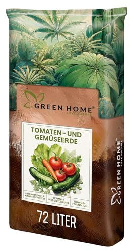 Green Home Tomaten- & Gemüseerde 72L - hochwertige Tomatenerde/Pflanzenerde für starkzehrende Gemüsepflanzen - Gemüseerde für Tomaten, Gurken, Zucchini oder Paprika im Beet, Hochbeet oder Kübel