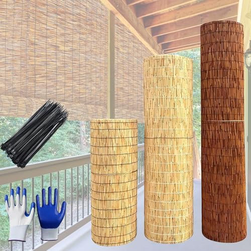 Generico Recinzione in Canne Naturali, Recinzione Giardino 30cm 60cm 90cm 120cm 150cm, Staccionata in Legno Canniccio Bambu per Esterno per Patio Cortile All'aperto(Marrone)