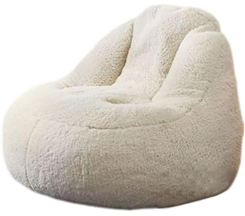 DECORN Fodera per Poltrona a Sacco Ultra Morbida per Adulti (Senza Imbottitura) Fodera per Poltrona a Sacco in Velluto soffice per riporre Animali di Peluche Cuscino Morbido,Bianca,100x80cm