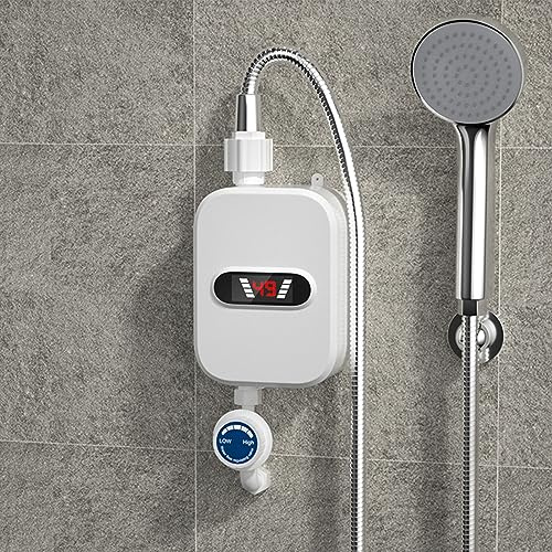 Scaldabagno elettrico 3500w | Scaldaacqua istantaneo con display a LED, soffione doccia | Impermeabile | Temperatura costante | Per Doccia Bagno Cucina | 30~60°